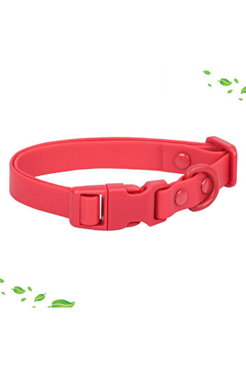DUTRIEUX L Red New Macaron Colored PVC Dog Collar Waterproof Dirt Resistant Easy To Clean Pet Collar Adjustab