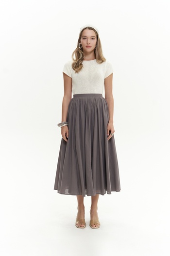BOHEMAİ Amaya Ankle-Length Pleated Smoked Skirt
