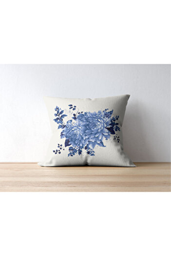 MODA 4-Piece Blue Floral Modern Throw Pillow Cover - Pillow Case Digital Printing 43X43 cm