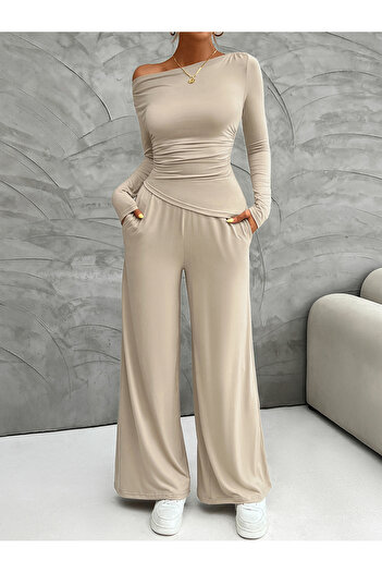 Diva By Styli Solid Long Sleeve Top and Pants
