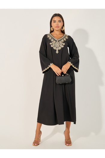 Take Two By Styli Embroidered V Neck A-Line Jalabiya