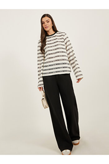 Take Two By Styli Texture Striped Long Sleeve T-Shirt