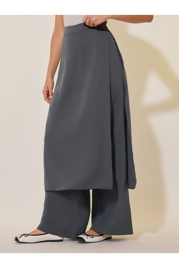Take Two By Styli Solid Wide Leg Layered Pants