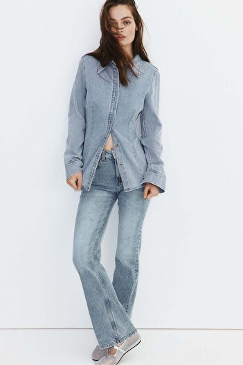H&M Tapered-waist denim shirt