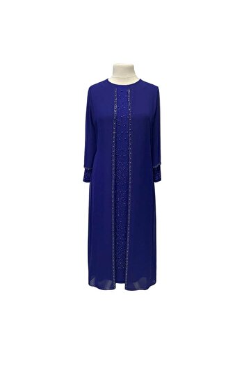 HESNA Arya Round Neck Stylish Stone Embroidered Plus Size Mother Evening Dress