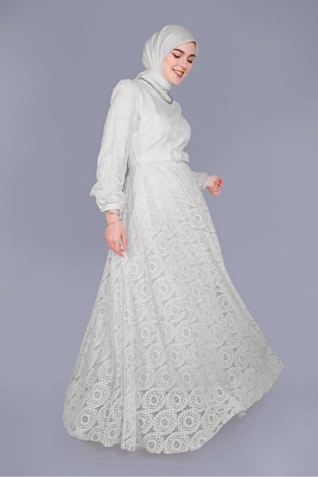 Alvina DANTELLİ  YUVARLAK YAKA ELBİSE 41662