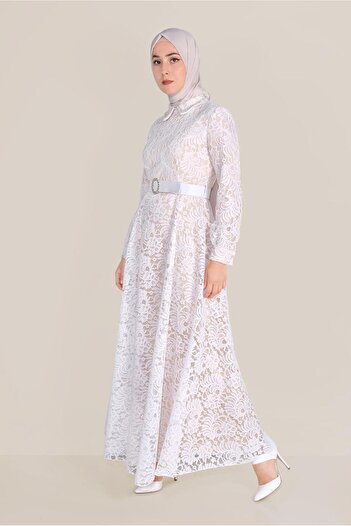 Alvina Collar Bead Embroidered Lace Dress 40630