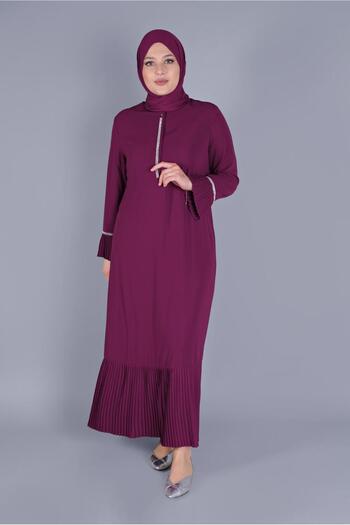 Alvina Wide Sleeve and Jewelled Printed Pleated Dress - 20059
