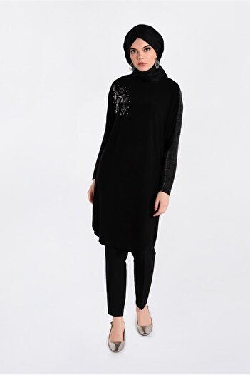Alvina Oval Cut Tunic with Sleeves Silvery Skirts 4154