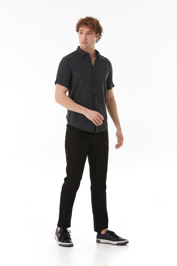 Fulla Moda Basic Short Sleeve Linen Shirt