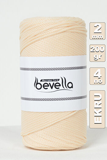 Bevella Macrame Cord 2 mm - 200 g Bag Yarn with Estrik Macrame Ip Macro and Chalsa Ip