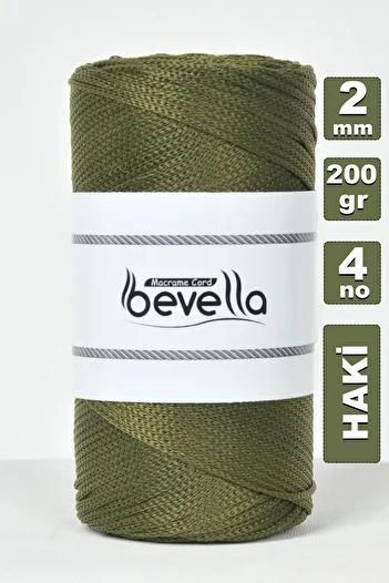 Bevella Macrame Cord 2 Mm-200 Gr Polyester Khaki Macrame Thread Supla & Cleveland Thread