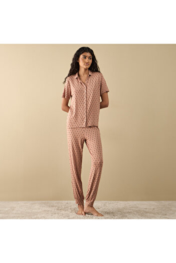 FAV All-Over Polka Dot Print Shirt and Pyjama Set