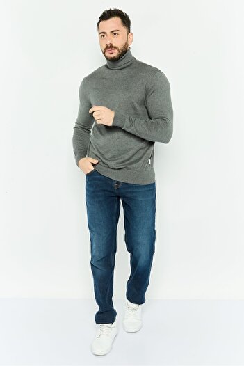 Peter Werth Men Turtle Neck Heather Long Sleeves Sweaters, Grey