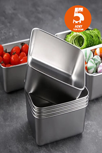 Tor Store 5 Piece Stainless Steel Storage Container Meal Container Nutrition Container Food Storage Box Lunch Box