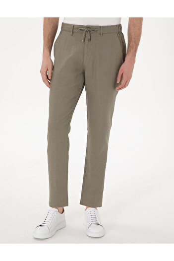 Pierre Cardin Haki Carrot Fit %100 Keten Kanvas Pantolon 50301811-VR027