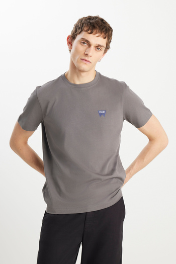 WRANGLER 100% Cotton Regular Fit Regular Cut Minimal Logo Anthracite T-Shirt