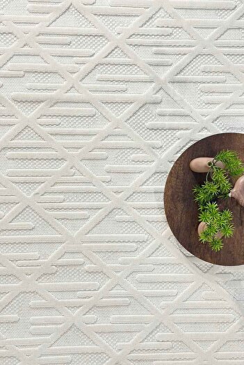 Decomia Home Maria Dokuma Yıkanabilir Bukleli Modern Krem Ekru Salon Halısı Mutfak Halısı Yolluk
