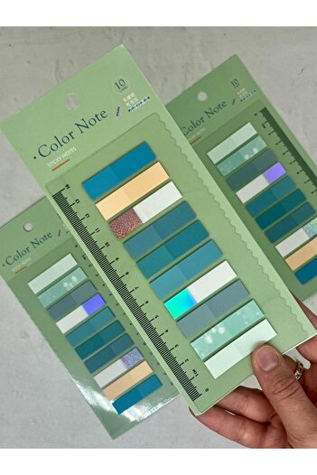 Kağıt Gemi Dükkan 10 Colorful Ruled Gilded Blue and Gray Index Sticker/Index/Post-It/Postit/Bookmark/Note Paper