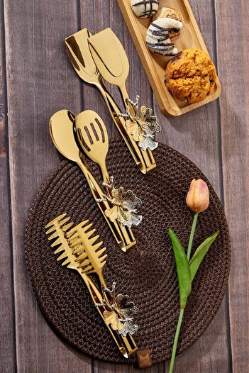 Turkco Set of 3 Premium Decorative Serving Tongs - Butterfly Detail, Elegance and Functionality Together