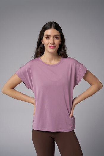 bilcee Women's Lilac Soft Textured Loose Cut T-Shirt 3954
