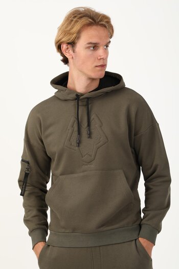 MARATON Comfort Men's Hooded Long Sleeve Light Khaki Sweatshirt 21267