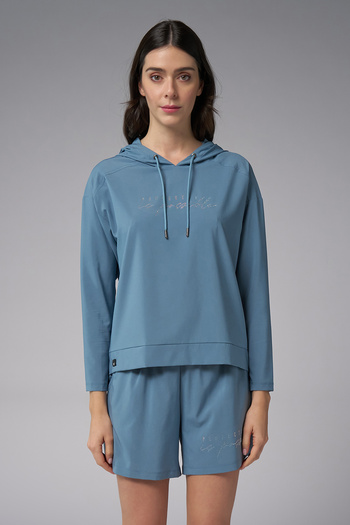 bilcee Women's Blue Thin Lightweight Thin Fabric Sweatshirt 4168