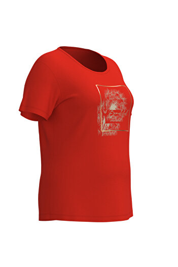 bilcee Women's Red Large Size Printed T-Shirt 4062