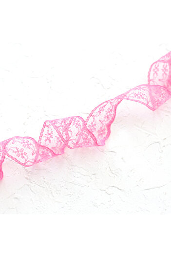 Bimotif Lace-shaped cut-out ribbon 2 meters, 2 cm width Dark Pink
