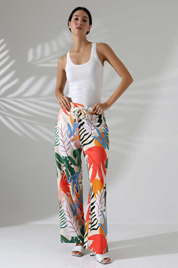 MOSRANİC Women's Patterned Palazzo Trousers Ll401