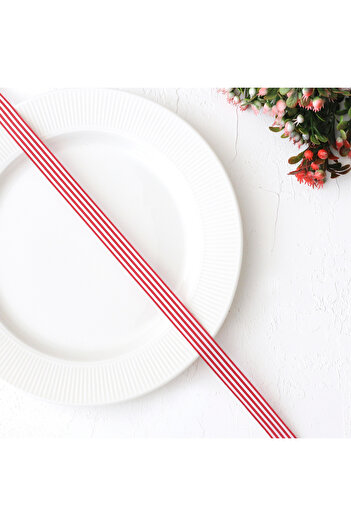 Bimotif Red and White Striped Taffeta Ribbon, 15 mm 10 Meters