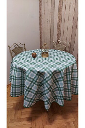gonk Round, Plaid, Duck (Liquid Pusher, Stain Proof) Fabric, Tablecloth