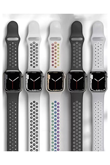 PSGT Apple Watch Seri:1/2/3/4/5/6/se/7/8/9 (42-44-45-49MM) Ve Seri10(46MM) Uyumlu Silikon Kordon Dilekli