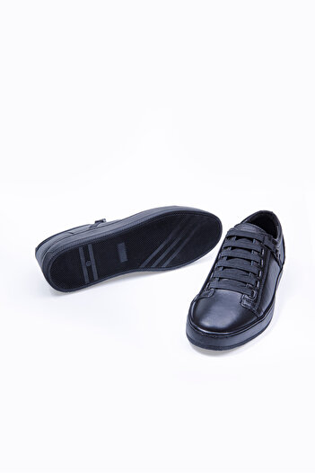 Vantaggio Arve Siyah İç ve Dış %100 Hakiki Deri Büyük Beden Erkek Sneaker Ayakkabı ,Günlük Casual Ayakkabı