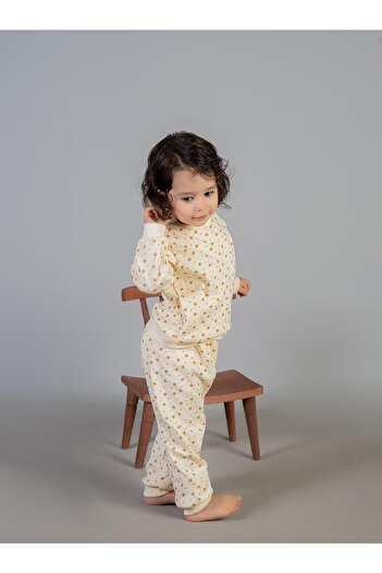 Kirazkids Yellow Poppy Patterned Cotton Pajama Set