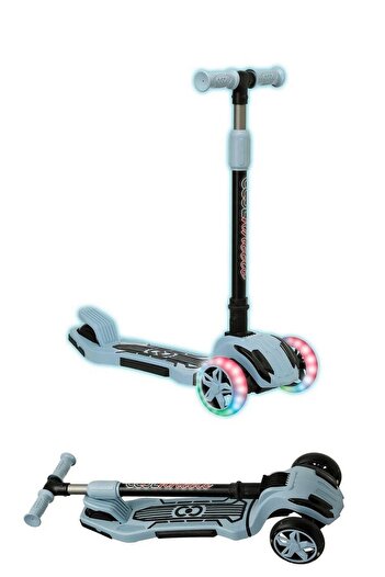 TOYFEST Foldable 3 Wheel Lighted Blue Color Scooter
