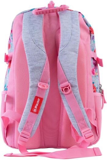 Pause Stylish Students Backpack, 17.5 Inch Size, Pink/Gray