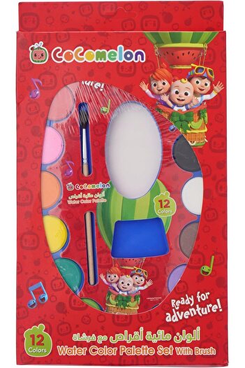 Rainbow Max Cocomelon 12 Colors Watercolor Paint Set With Brush - for Kids School and Craft Projects