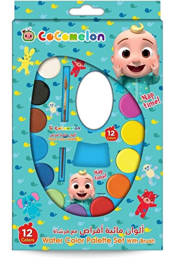 Rainbow Max Cocomelon 12 Watercolor Palette Paint Set For Kids With Brush,Perfect For Art Classroom
