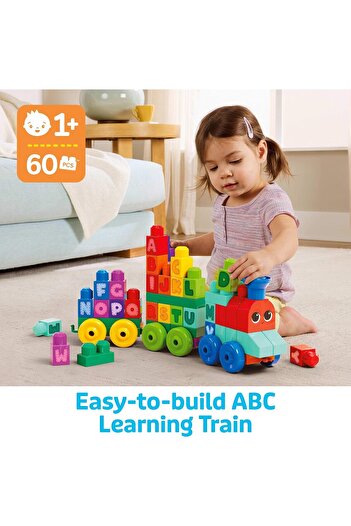 MEGA Bloks ABC Learning Train Construction Toy for Baby +1 Year Old (Mattel DXH35)