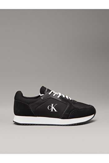Calvin Klein Erkek Rahat Yüksek Taban Renk Geçişli Süet Detaylı Deri Siyah-Beyaz Sneaker YM0YM01152-0GM