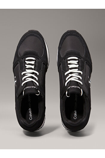 Calvin Klein Erkek Rahat Yüksek Taban Renk Geçişli Süet Detaylı Deri Siyah-Beyaz Sneaker YM0YM01152-0GM