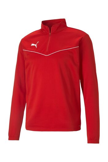 Puma Pánské tričko Teamrise s dlouhým rukávem, 1/4 zip – červené 65739401