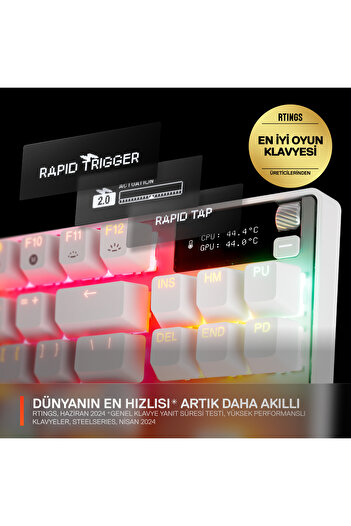 SteelSeries Apex Pro TKL Gen3 OmniPoint 3.0 HiperManyetik Switch RGB Mekanik Kablolu Oyuncu Klavyesi (UK)- Beyaz