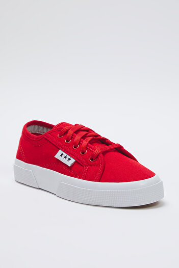 TRENDYOL SHOES Piros fűzős lapos talpú női tornacipő TAKSS25SN00039