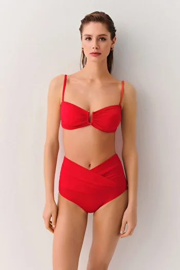 SUWEN Strapless Bikini Top with Metal Accessories