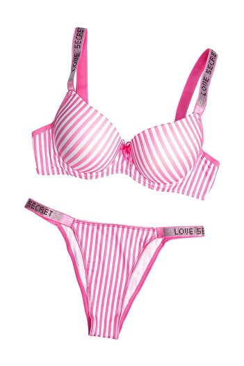 Ladytime Stoned Striped Padded Bra Set -316