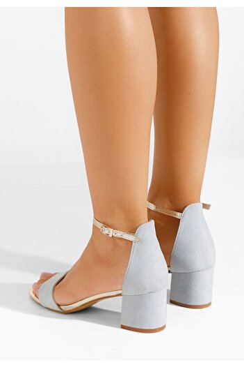 B T Shoes Sandale cu toc mediu Landete bleu