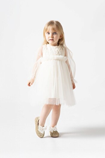 Banamio Lavinia Baby Girl Cotton Lined Tulle Dress with Embroidery Detail