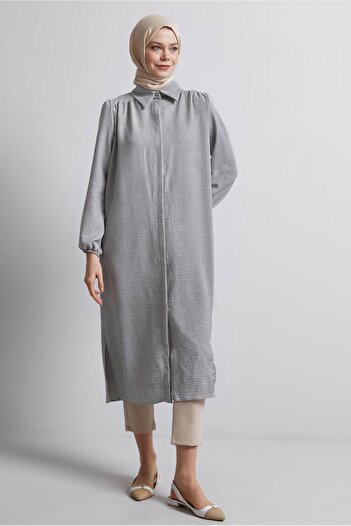 TRENDTESETTÜR Women's Gray Long Tunic t 4716